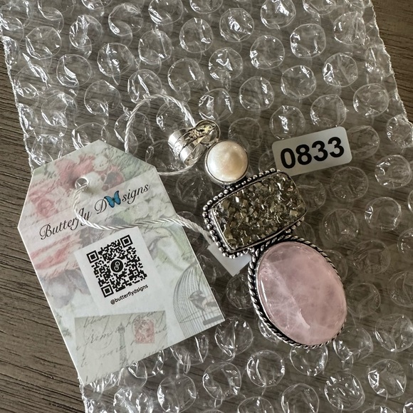 🆑 0833 Rose Quartz Pearl Pendant Handmade Silver Gemstone Statement Jewelry - Picture 8 of 8